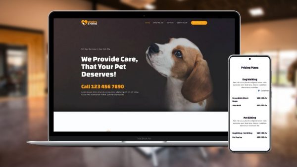 Webtop: Planos Store animais (mockup laptop e mobile)